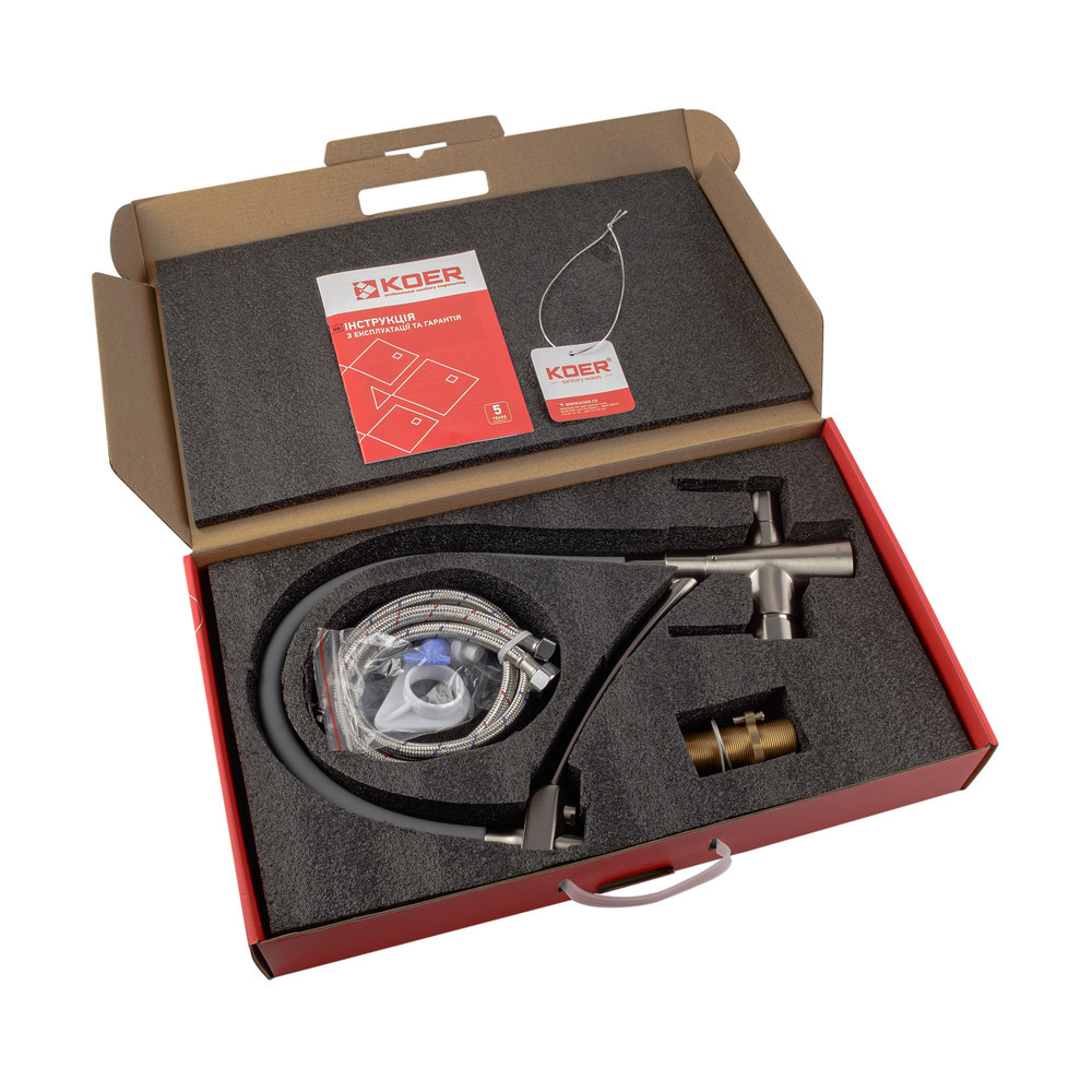 Кухонний змішувач KOER KB-72003-02 з силіконовим виливом та виходом для питної води (KR3374) Харків - фото 7