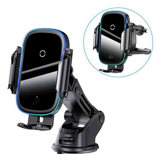 Автомобільний тримач для телефона з бездротовою зарядкою Baseus Light Electric 15 W WXHW03-01 (Чорний) Миколаїв