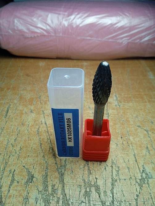 Борфреза твердосплавна H циліндр із гострим торцем 10×25×6 мм — шарошка по металу для дриля Харків - фото 1