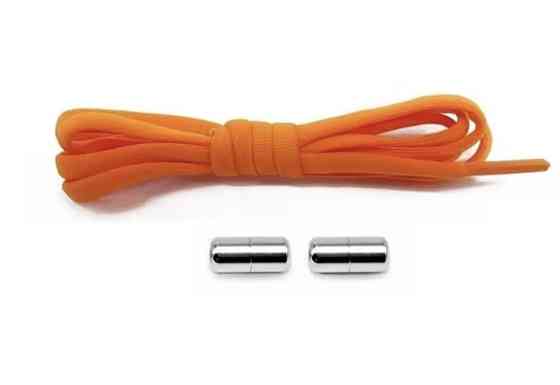 Шнурки эластичные полукруглые без завязок с металлическими застежками Рыжий Смела