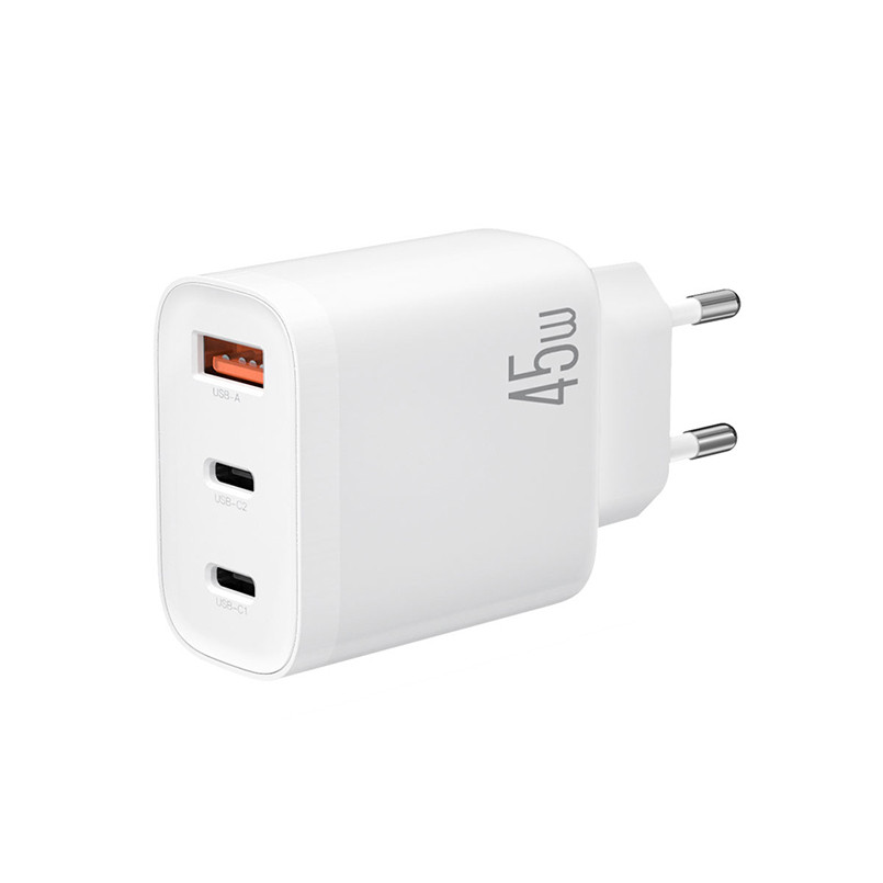 Мережевий зарядний пристрій XO L117 PD45W/QC18W 2USB-C+1USB-A білий Львів - фото 2