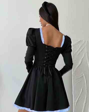 Жіноча елегантна мінісукня з довгим рукавом крепдайвінг + котон 46/48 Одеса