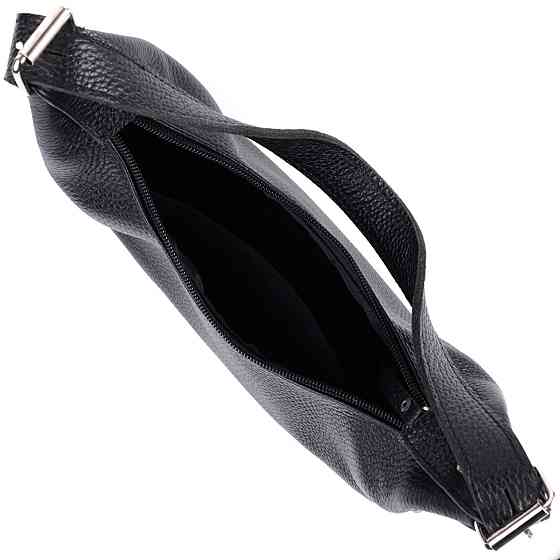 Сумка багет с регулируемым ремнем из зернистой натуральной кожи Shvigel 22833 Черная Киев