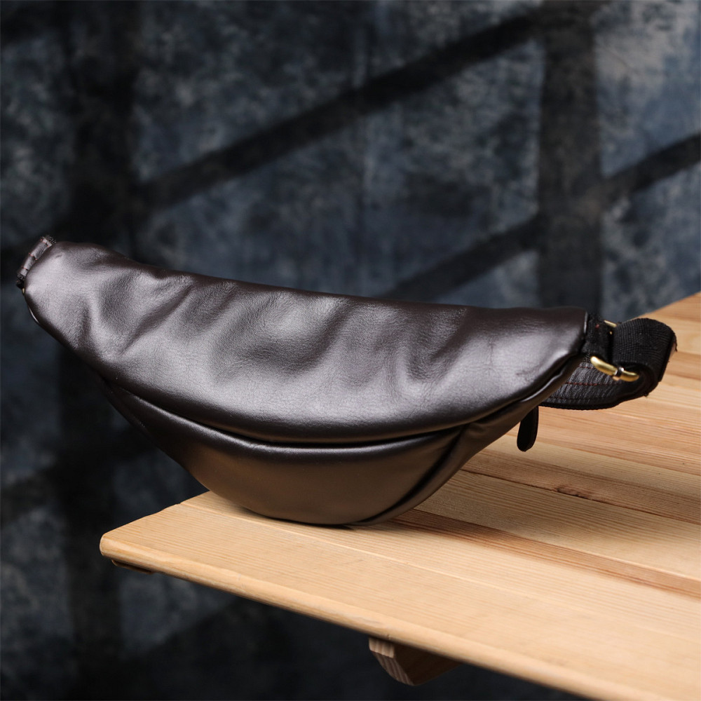 Сумка бананка отменного качества из гладкой натуральной кожи Shvigel 23144 Коричневый Киев - изображение 10