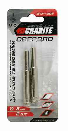 GRANITE Свердло для скла та кераміки GRANITE трубчасте з алмазним напиленням 8 мм 2 шт 2-01-208 Київ