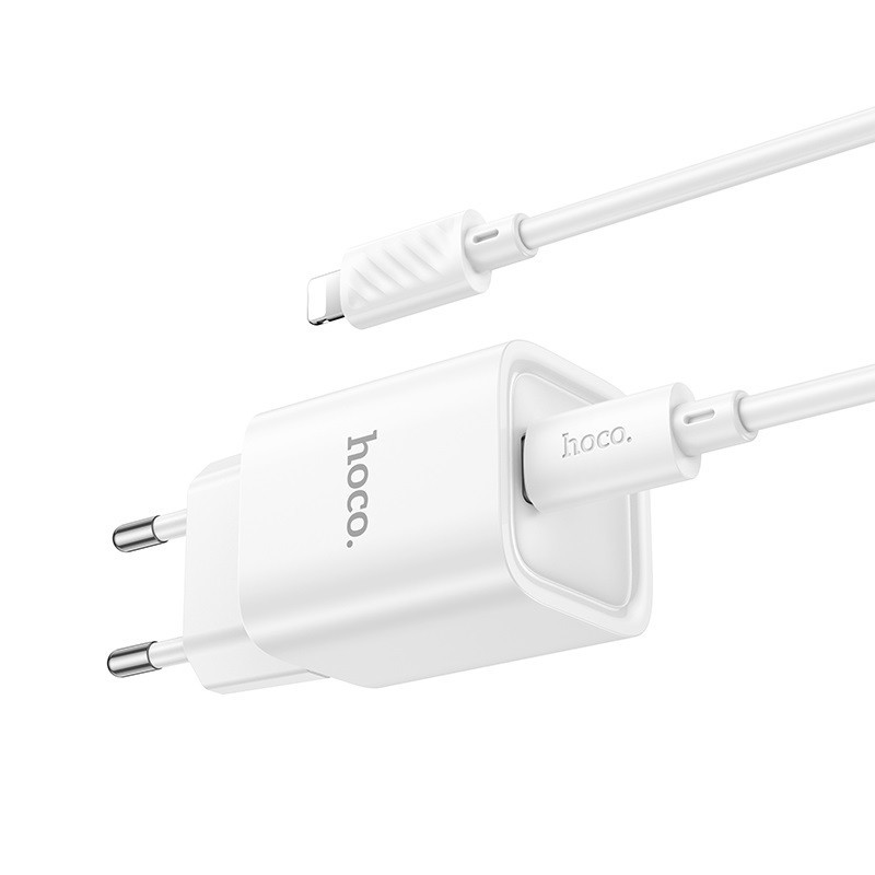 Мережевий зарядний пристрій з кабелем HOCO C148A Charm single port PD30W charger set (C to iP) (EU) White Одеса - фото 5