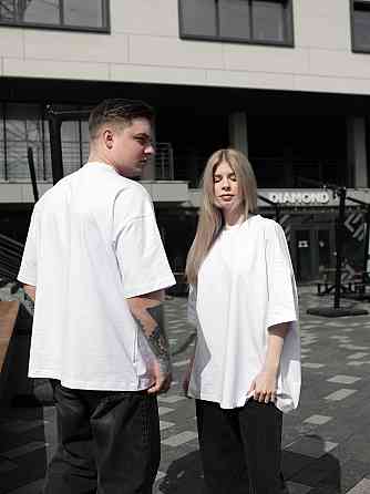 Парные футболки оверсайз(oversize) для мужа и жены, для влюбленных пар SANE белые Одесса