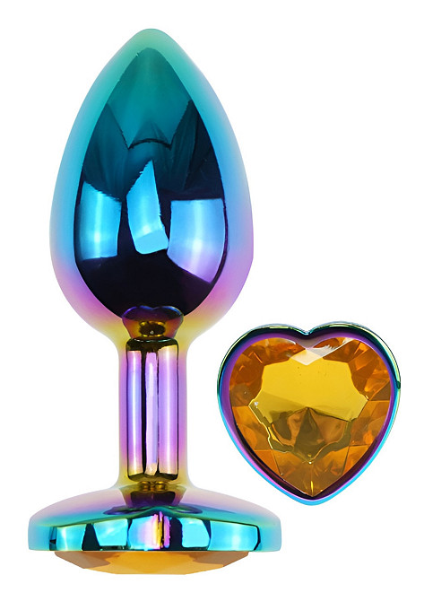 Анальна пробка з кристалом EGZO - Multicolor Heart Plug Yellow size S Sex Aura Київ - фото 2