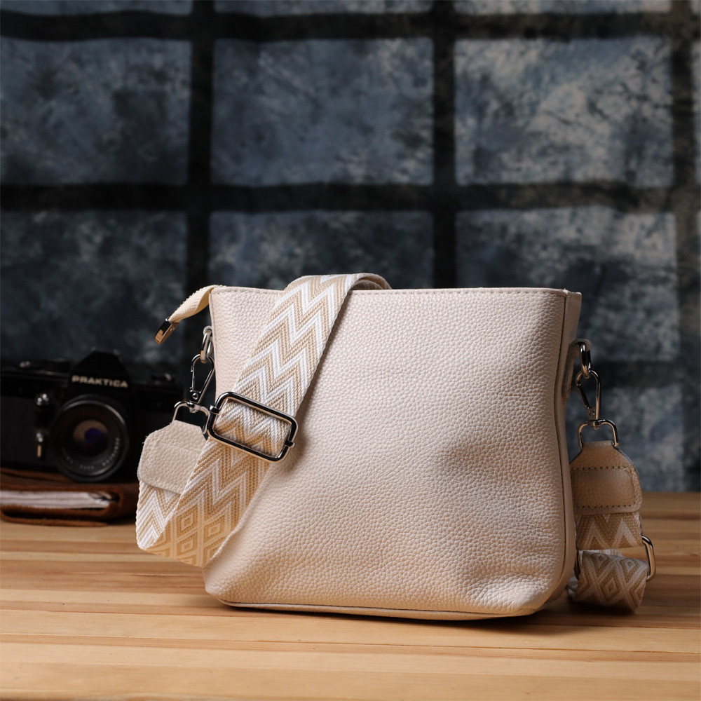 Повсякденна плечова сумка з натуральної шкіри Vintage 22915 Білий Київ - фото 10