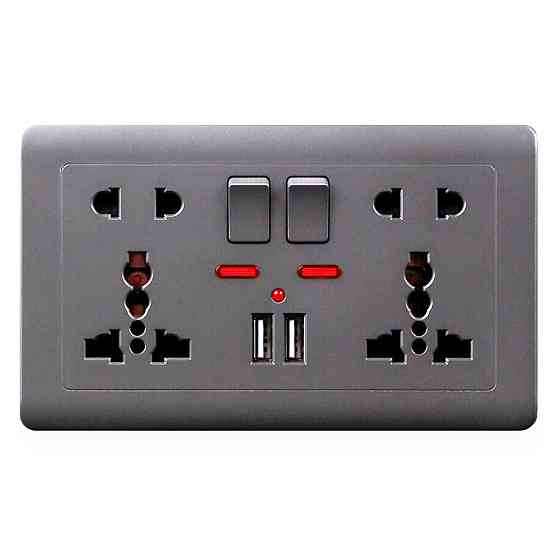 Универсальная розетка Delviz с кнопками питания, индикаторами и USB-A – мировая совместимость в одном устройстве(13А, 250V)+2 USB Николаев