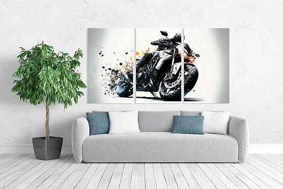 Модульная картина в гостиную / спальню  Мотоцикл      ART-133_3A 100х150 см Киев