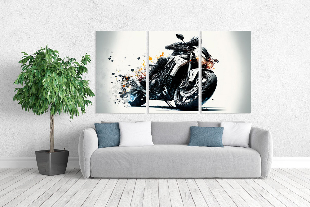 Модульна картина у вітальню/ спальню  Мотоцикл   ART-133_3A 100х150 см Київ - фото 2