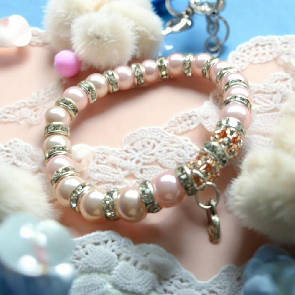 Жіночий браслет біжутерія на руку на гумці міцний модний стильний новий білий червоний намиста під перли Одеса - фото 2