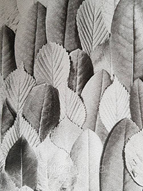 Обои виниловые на флизелине Marburg 31736 Imagine листья белые серые черные Киев - изображение 2