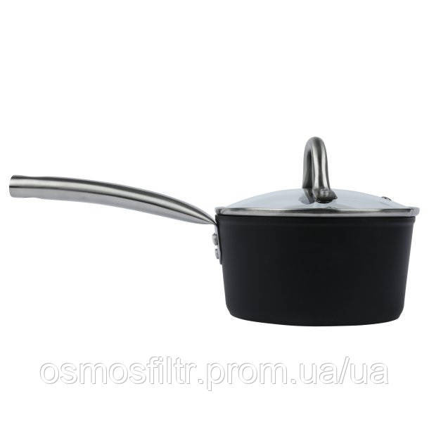 Сотейник Axentia Blackline Ø 16 см аллюминий с стеклянной крышкой тефлон ручка нерж Н 8.5 см 1.5 л (135657) Киев - изображение 4