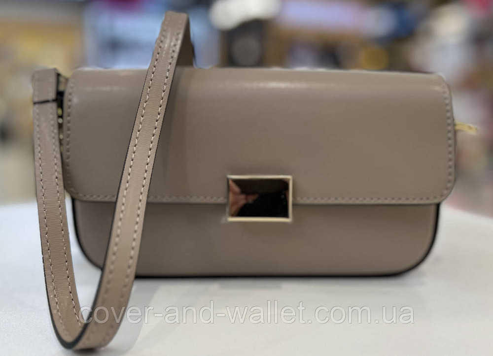 Маленька жіноча сумка в сіро-коричневому кольорі з гладкої шкіри Virginia Conti Київ - фото 5