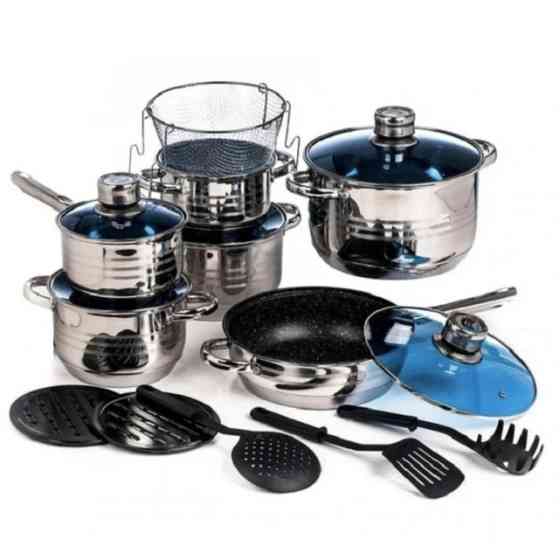 Набір кухонного посуду UNIQUE UN-5039 із нержавіючої сталі 19 предметів MS-85 Львів