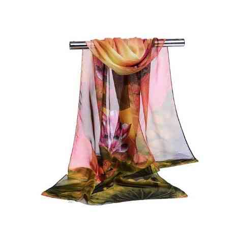 Женский шарф оранжевый+зеленый (светлее чем на фото) - размер шарфа приблизительно 145*46см, шифон Киев