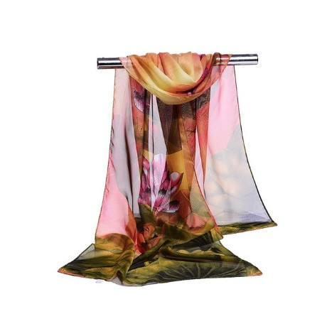 Женский шарф оранжевый+зеленый (светлее чем на фото) - размер шарфа приблизительно 145*46см, шифон Киев - изображение 1