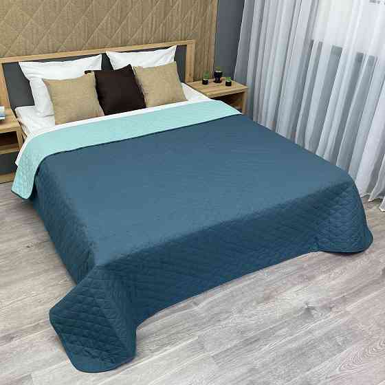 Покривало двостороннє Decorator Microfiber ромб 180х215 см синій з блакитним (85-018) Київ