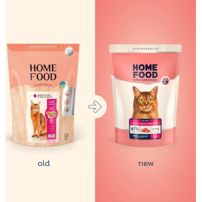 Сухой корм для кошек Home Food Healthy skin and shiny coat з індичкою та лососем 1.6 кг (4820235020170) Винница - изображение 7