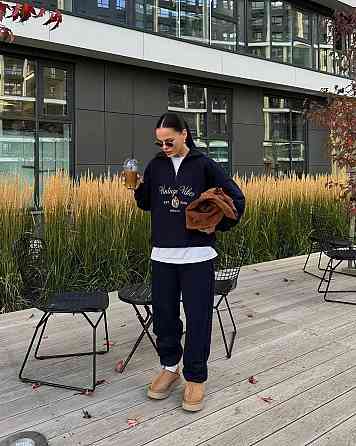 Жіночий теплий прогулянковий костюм-двійка: кофта та штани турецька тринитка на флісі Темно-синій, 46/48 Одеса