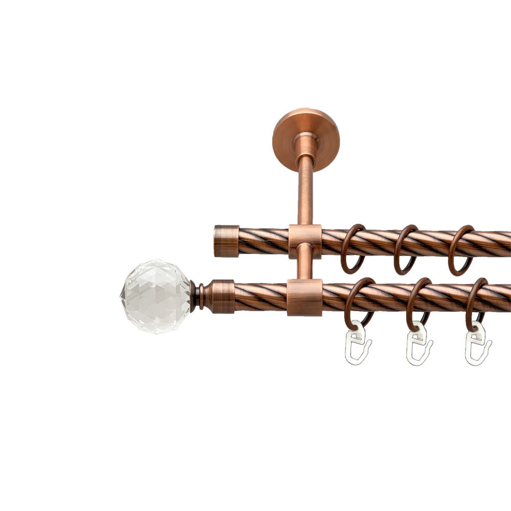 Карниз Orvit Люміера металевий дворядний закритий скручена труба кільце металеве Мідь 16\16 мм 300 см Львов - изображение 1