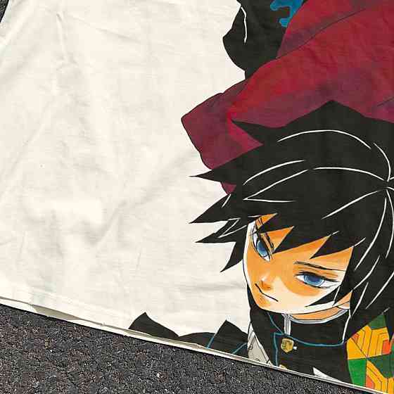 Футболка чоловіча з принтом аніме Вбивця демонів Аніме Гійу Томіока оверсайз (S/M/L) Черний Дніпро