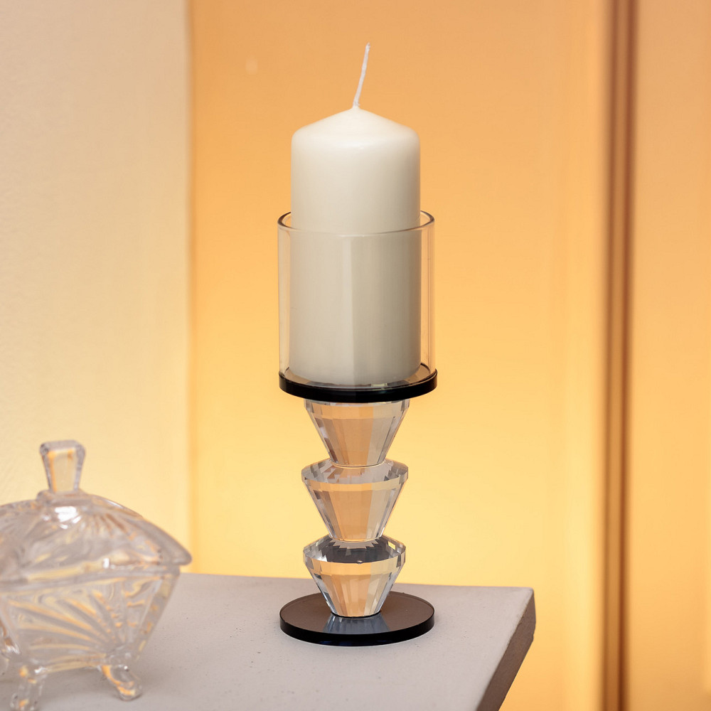 Підсвічник скляний 6×15.7 см на одну свічку підсвічник келих на ніжці декоративний Сірий HP-4-21L Коломия - фото 3