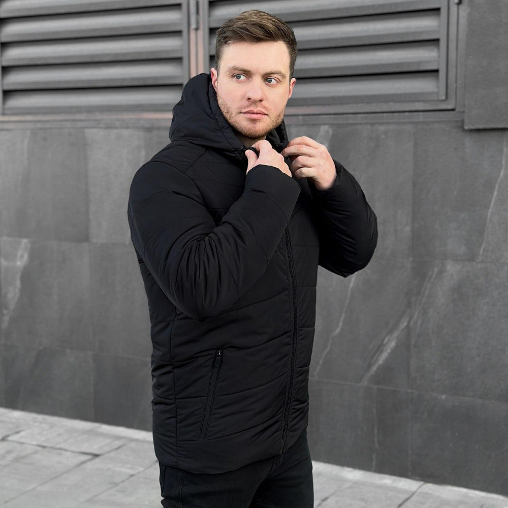 Зимова чоловіча куртка тепла з капюшоном коротка Frost Pobedov Winter Jacket Dzen чорна L Одеса - фото 3