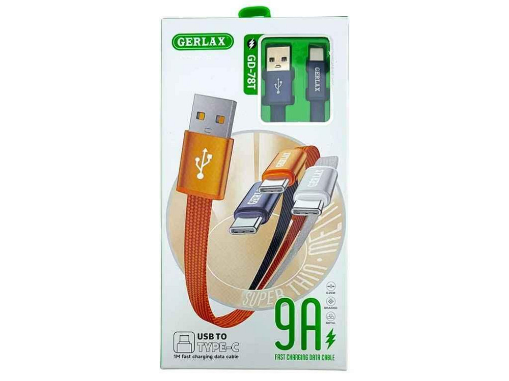 Кабель USB - Type-C GD-78TB 9A тканинний синій 1м 29837 ТМ Gerlax Київ - фото 1