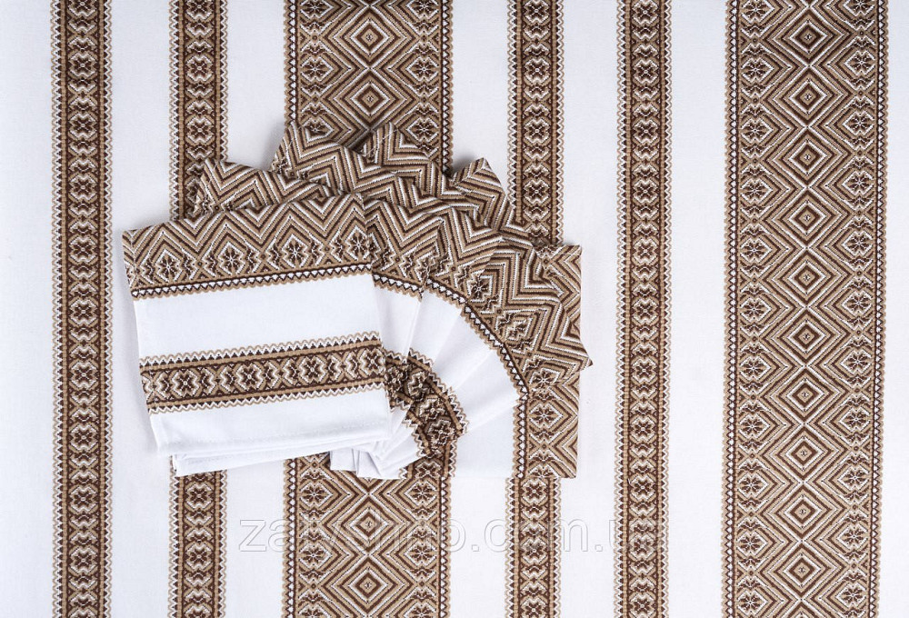 Комплект столового белья кофейный вышитый Киев - изображение 2
