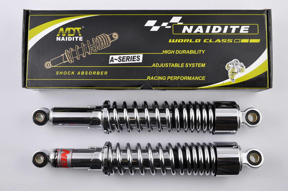 Амортизатори (пара) мопед Дельта 34 см, регульовані (хром, коротка склянка) Мукачево - фото 1