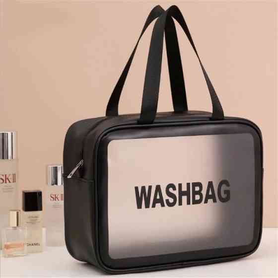 Прозора сумка-косметичка Washbag Big Black 30 см Вінниця