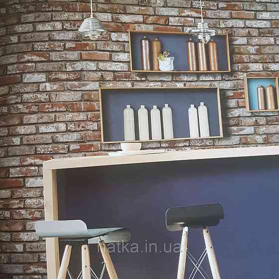 Обои метровые винил на флизелине Decowall Retro под кирпич кирпичные бордовые красные серые Киев