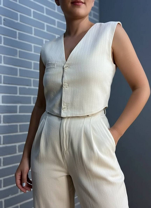 Жилет жіночий Mix Ray 40470 з гудзиками льон молочний, молочний, M Київ - фото 18