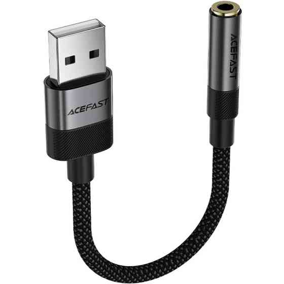 Перехідник USB-A --> 3.5 mm 15cm audio converter J13 Acefast black Вінниця