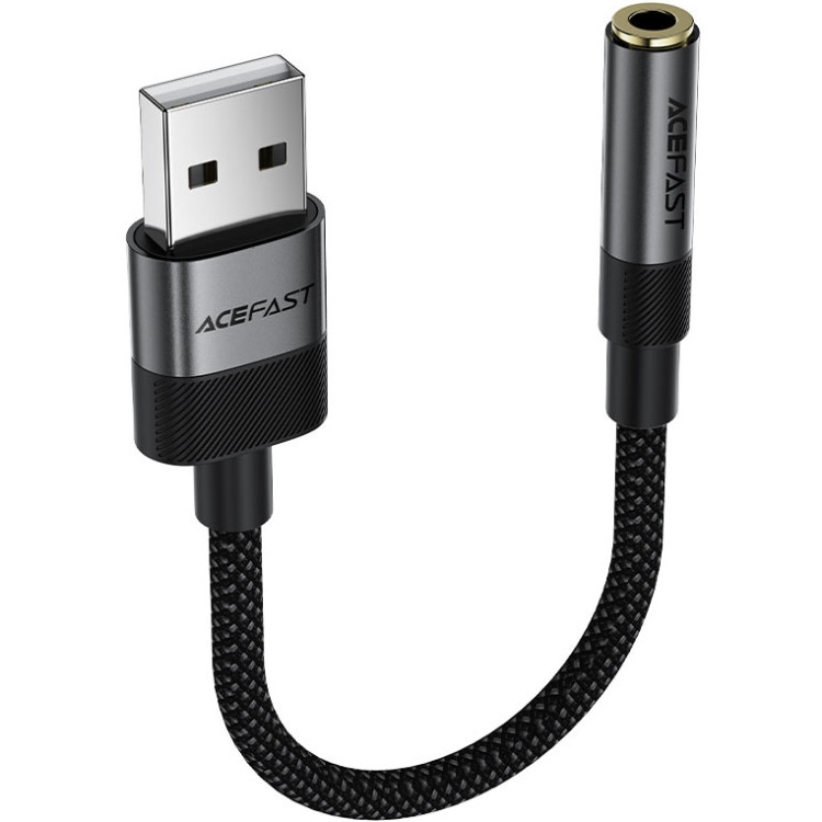 Перехідник USB-A --> 3.5 mm 15cm audio converter J13 Acefast black Вінниця - фото 2