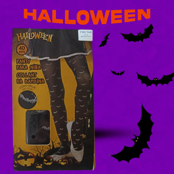 Дитячі колготки Кажани з блискітками на Хелловін 40 den 158-164 на 12-14 років чорний Київ