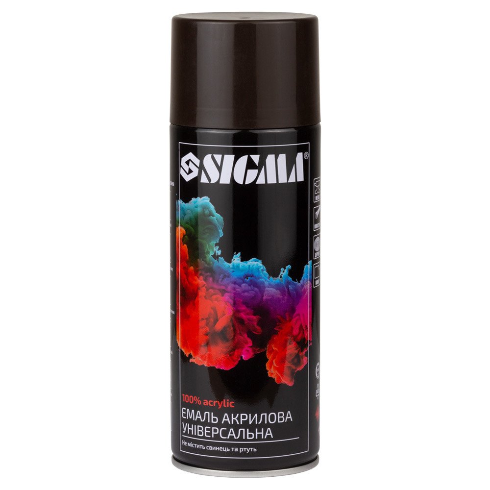 Sigma Эмаль аэрозольная акриловая 400мл RAL 8017 темно-коричневый глянец SIGMA (2736761) Коломия - фото 1