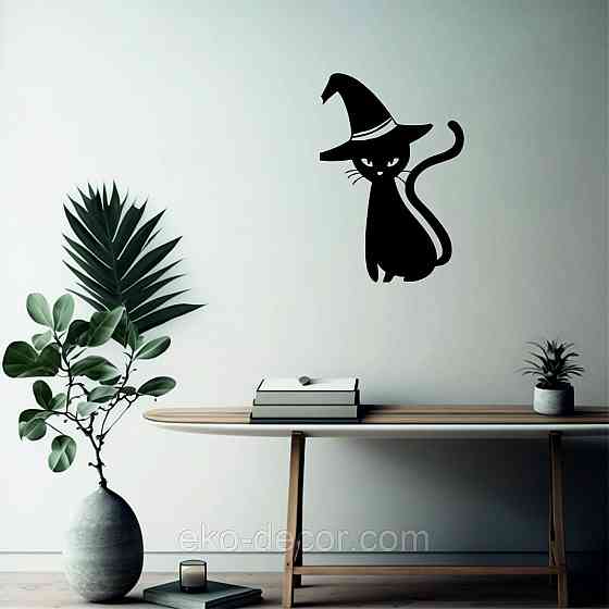 Декоративне настінне Панно «Кіт», Декор на стіну 110*75 см, Чорний Київ