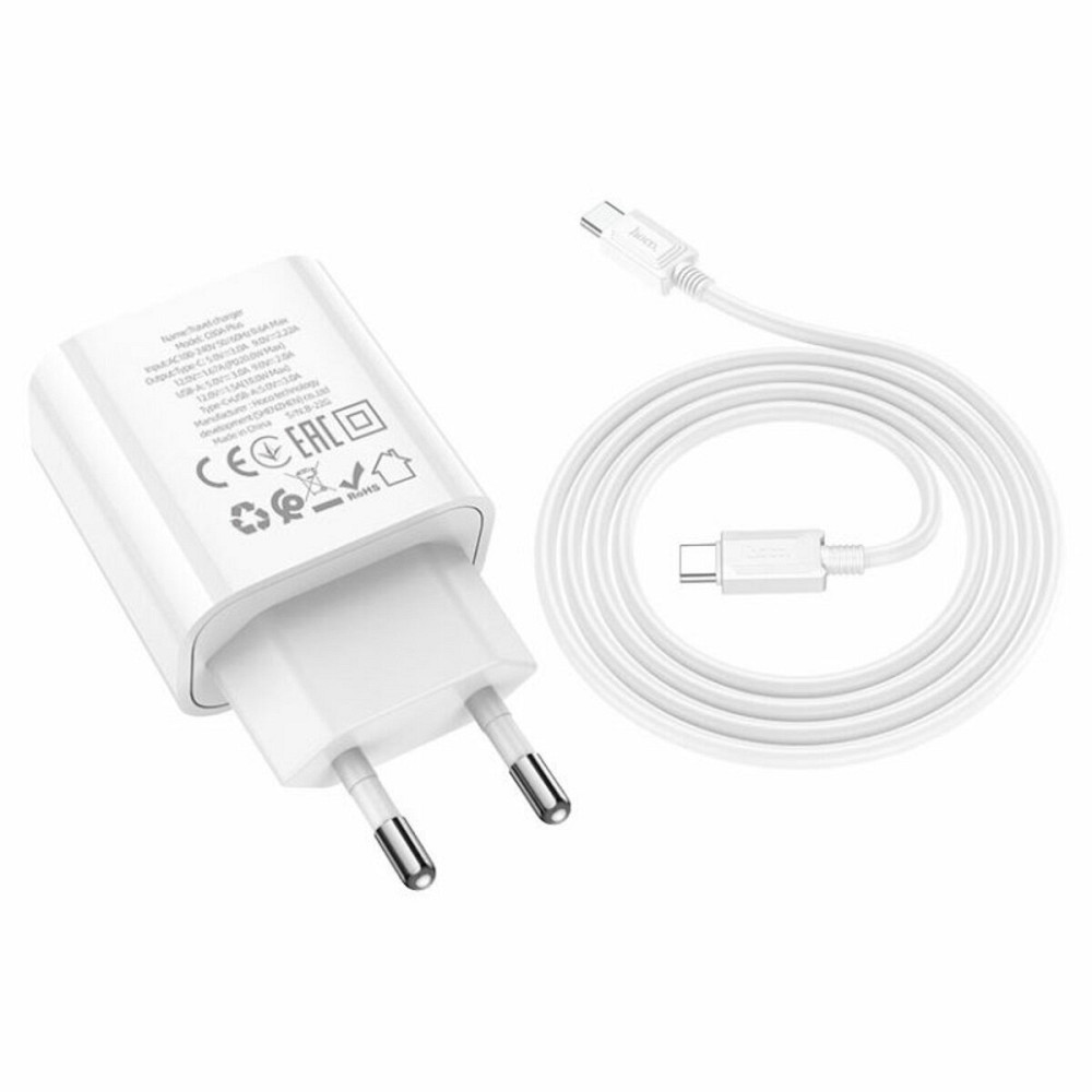 Мережевий зарядний пристрій HOCO C80A Plus Rapido PD20W+QC3.0 charger set(Type-C to Type-C) White Київ - фото 5