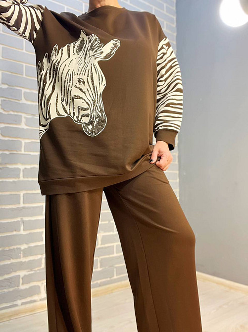Свитшот женский LSK 6030 удлиненный зебра камни one size, коричневый, one size Киев - изображение 12