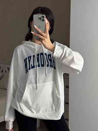 Жіноча повсякденна оверсайз худі з накатом турецька двонитка Молочний Одеса