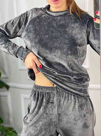 Женский спортивный велюровый костюм Графитовый M Харьков