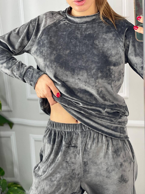 Женский спортивный велюровый костюм Графитовый M Харьков - изображение 3