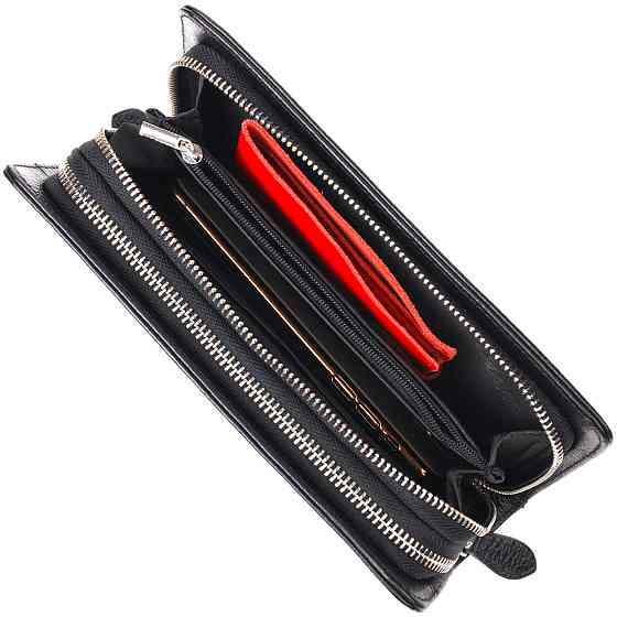 Оригинальная мужская барсетка на два отделения из натуральной зернистой кожи CANPELLINI 21567 Черная Киев