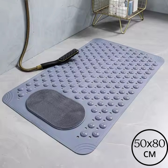 Коврик атискользящий для ванной комнаты и душа,массажный для ног силиконовый с присосками, серый 50х80 см Каменец-Подольский