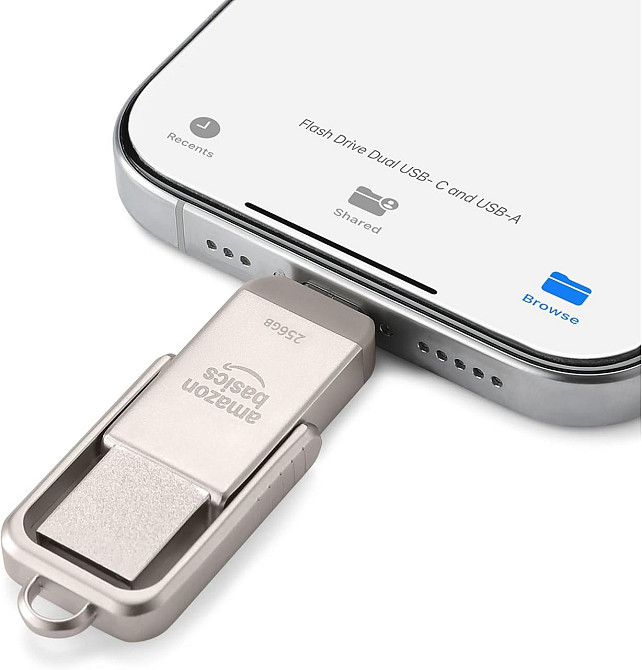 USB флеш-накопичувач Amazon Basics LS25USBC256G1 Шампань-срібний 256GB USB-C/USB-A USB 3.2 400MB/s exFAT метал Київ - фото 5