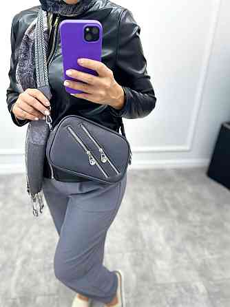 Маленькая женская сумочка с молниями Look Графит Киев